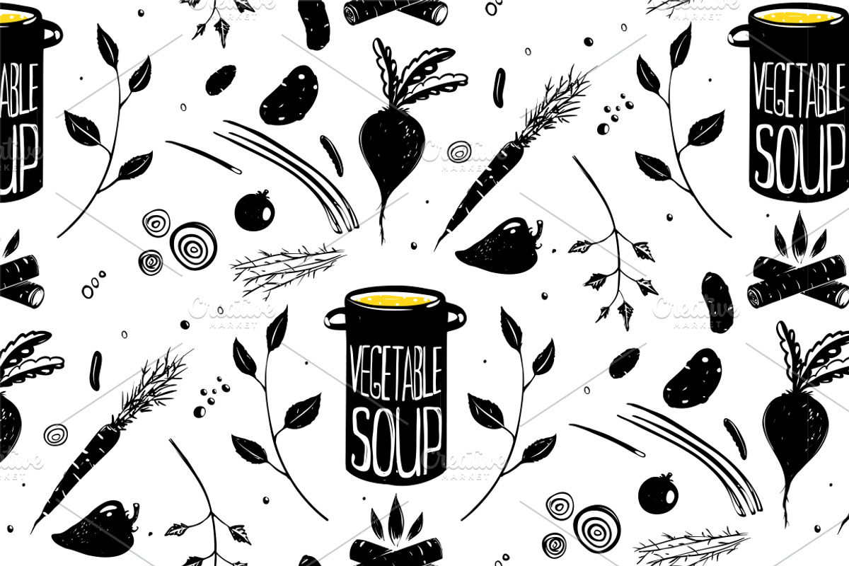 Seamless Pattern Cooking Vegetables preview 2
