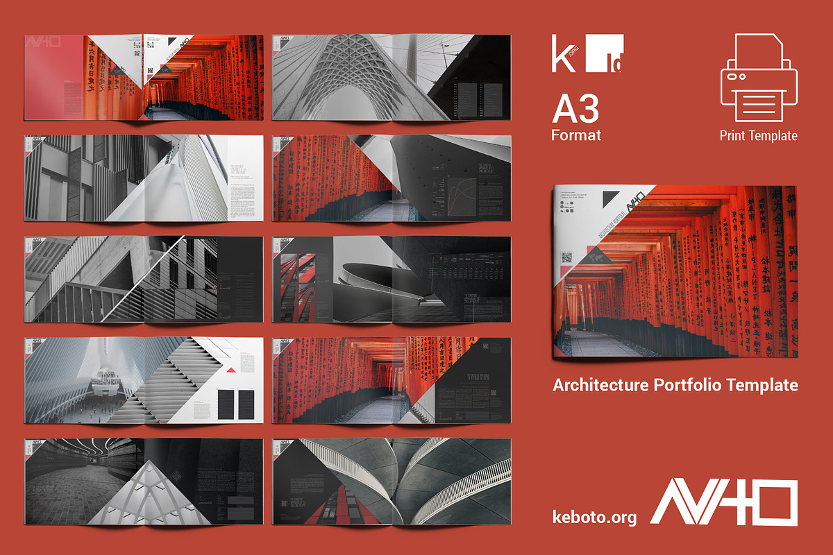 AViTO Architecture Portfolio A3, a Print Template by Keboto