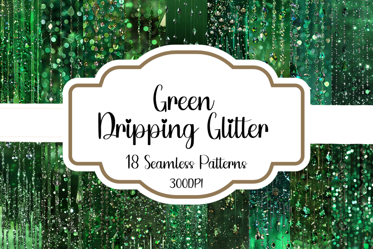 Green Dripping Glitter Patterns, a Pattern Graphic by PrintablesByFranklyn (Photo 1 of 6)