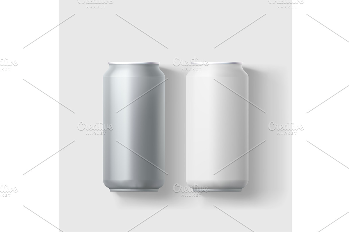 blank metal beer cans on white back, a Food Illustration by IfH