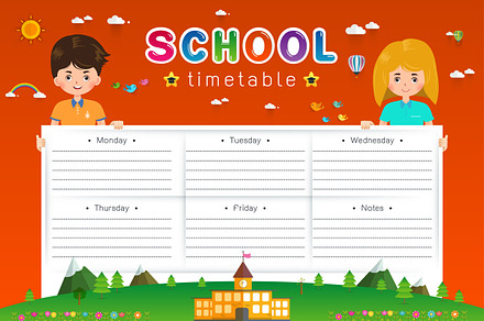 School Timetable vector illustration, a Card Template by essense
