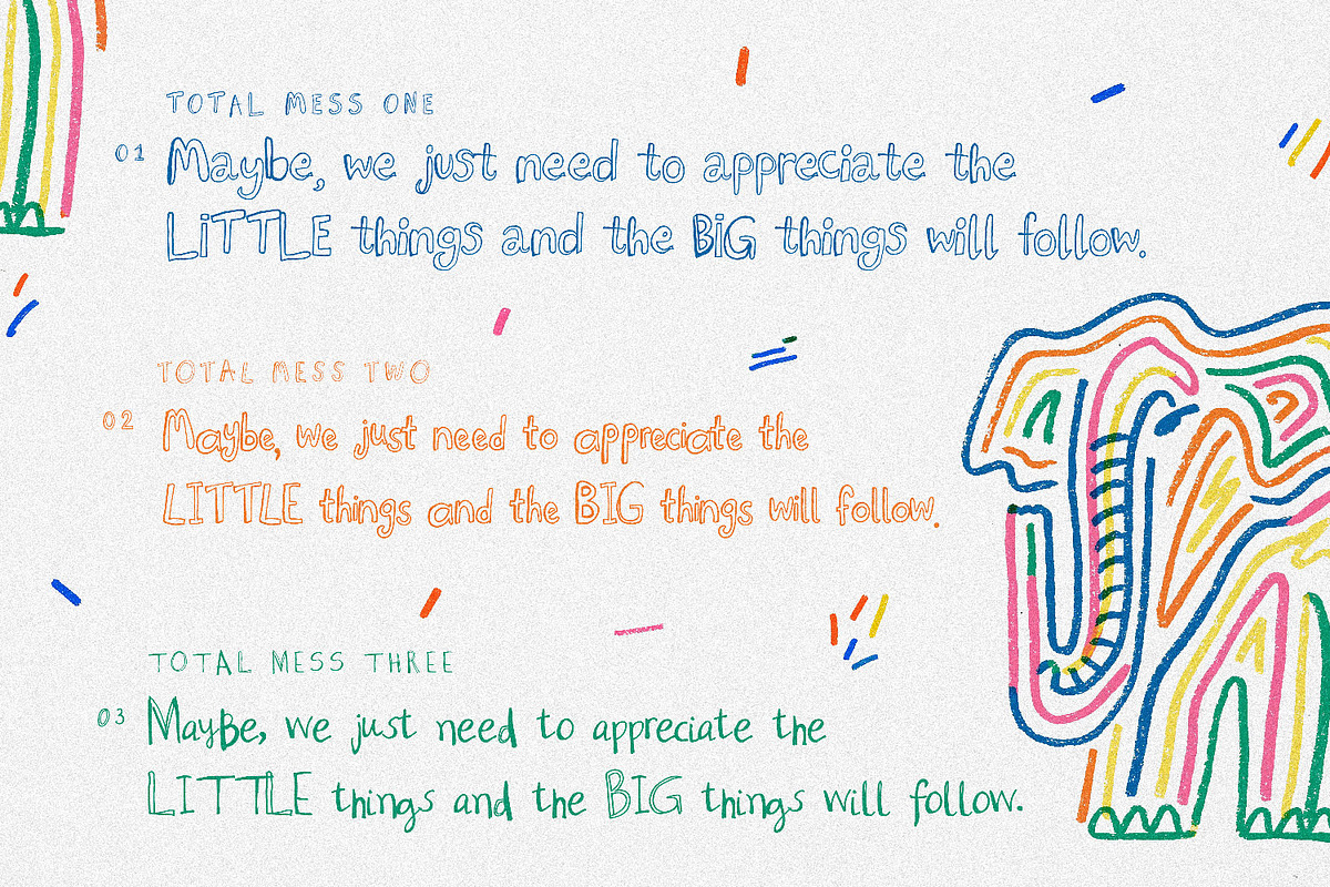 Total Mess - A Quirky Doodle Font, a Handwritten Font by AndrewPixelType (Photo 9 of 12)