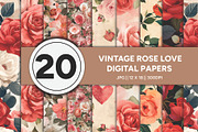 Vintage Rose Love Digital Papers, a Pattern Graphic by Branding by Kellsey (Thumbnail 1 of 7)