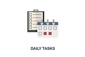 Daily Tasks Flat Icon. Colored Sign