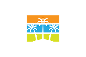 coconut trees colorful modern logo, a Branding & Logo Template by devastd
