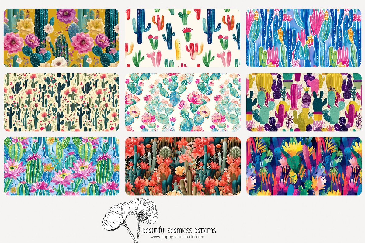 70 cactus seamless pattern, a Pattern Graphic by Poppy Lane Studio (Photo 9 of 10)