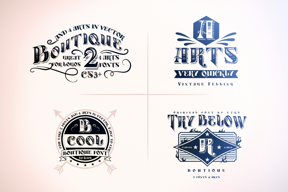 Boutique 2 Fonts + 4 arts CS3+ preview 4