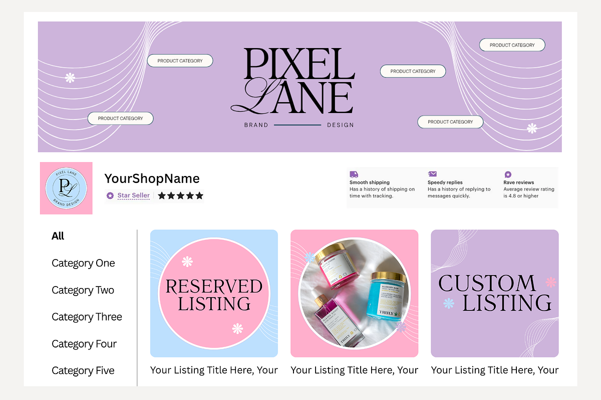 Pastel Etsy Shop Kit, a Branding & Logo Template by Anna Design Studio (Photo 7 of 8)