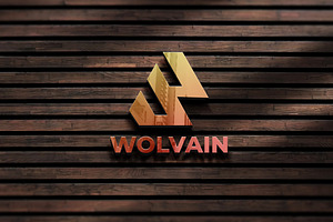 3D Logo Mockup On Wood Background