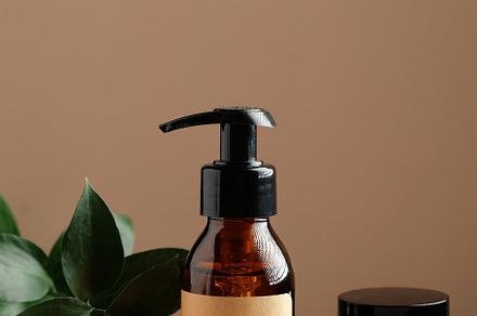 SPA natural organic cosmetics for personal hygiene. Amber glass pump cosmetic b, a Health & Medical Photo by photoguns