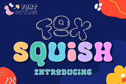 Fox Squish: 4 Font Styles, a Symbol Font by Fox7 By Rattana