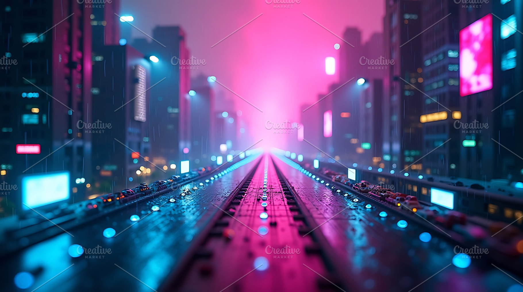 Cyberpunk city neon lights futuristi, an Abstract Photo by Artonix