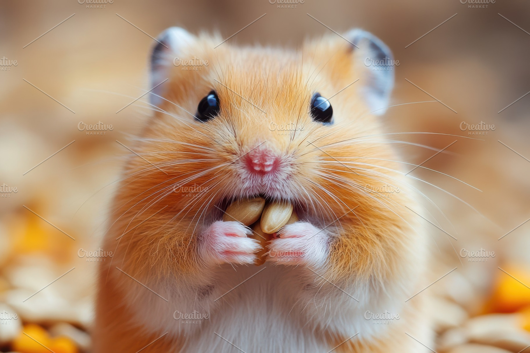 Adorable Hamster Eating Seeds Tiny P, an Animal Photo by Pixeness Studio