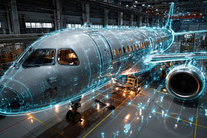 Airplane Assembly Digital Blueprint, a Photo by Pixeness Studio