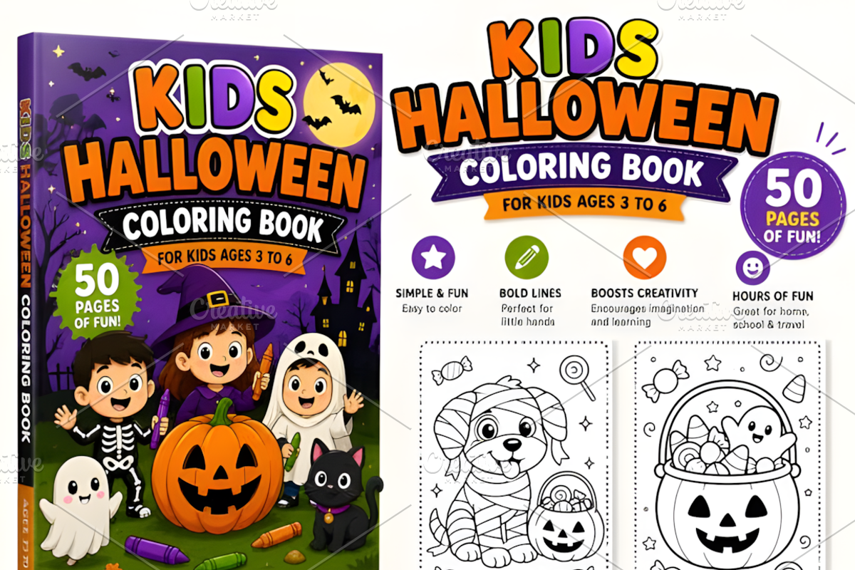 Kids Halloween Coloring Book, a Seasonal Illustration by Coco Bloom (Photo 1 of 4)