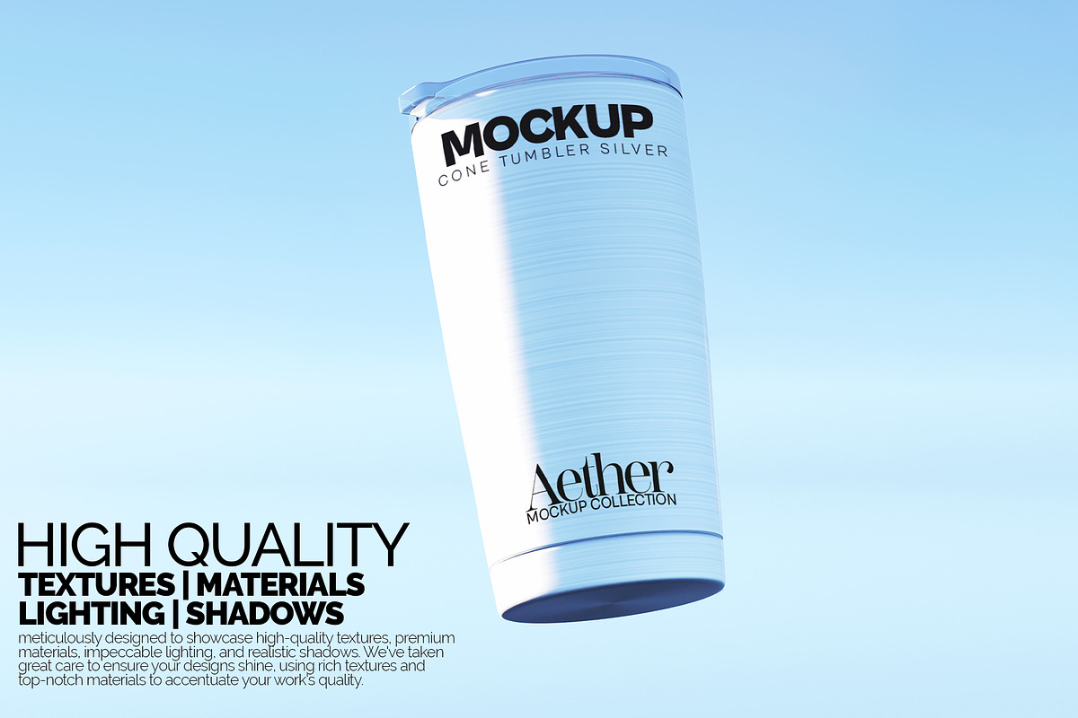 Cone Shaped Silver Tumbler Mockups, a Cups & Container Mockup by Banana Mockups (Photo 3 of 6)