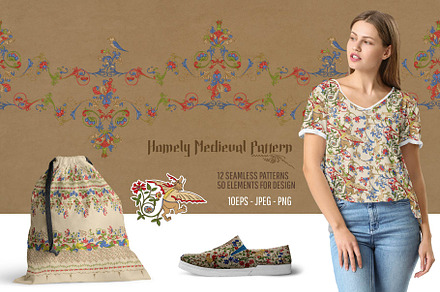 Homely Medieval Patterns & Elements, a Pattern Graphic by Elen-Lane