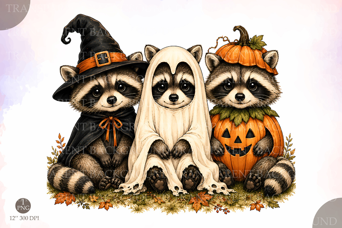 Halloween Raccoon Ghost PNG, Spooky, a Seasonal Illustration by Libby Wishes (Photo 1 of 3)