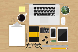 Custom Illustrated Office Mockup