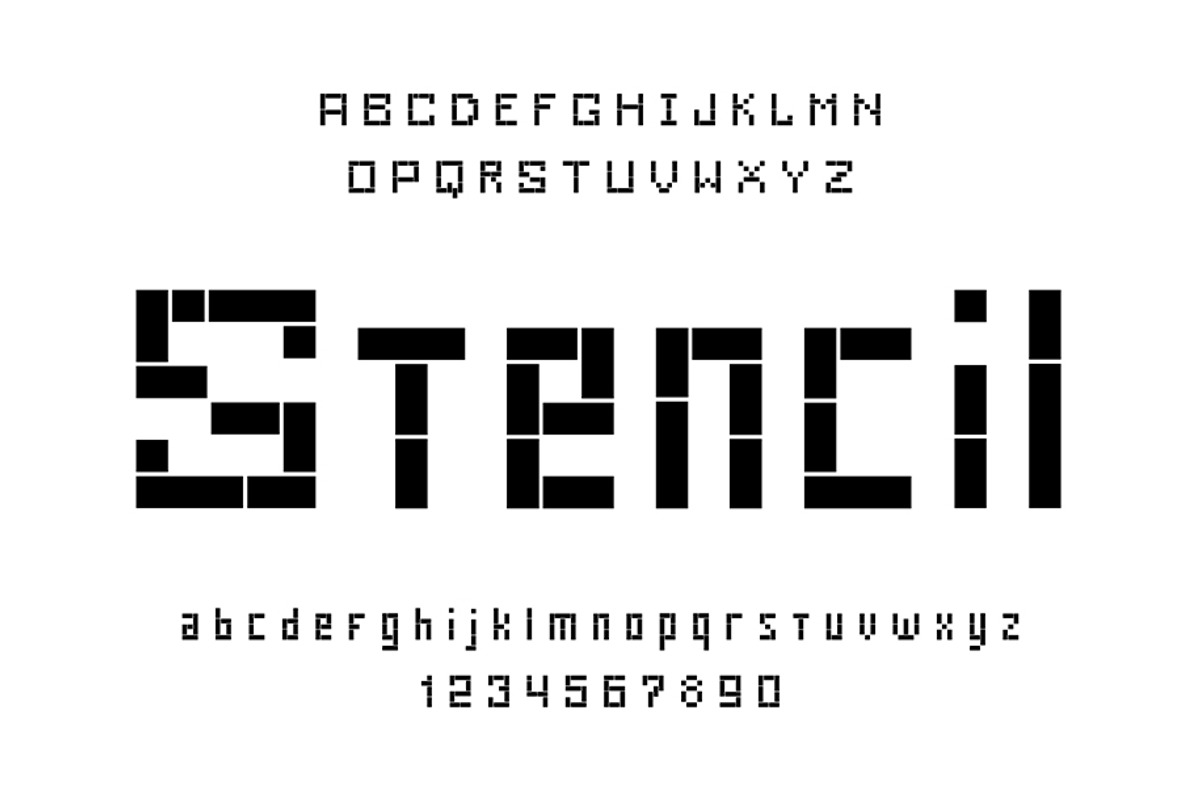 Stencil Font, a Script Font by Volyk (Photo 1 of 2)