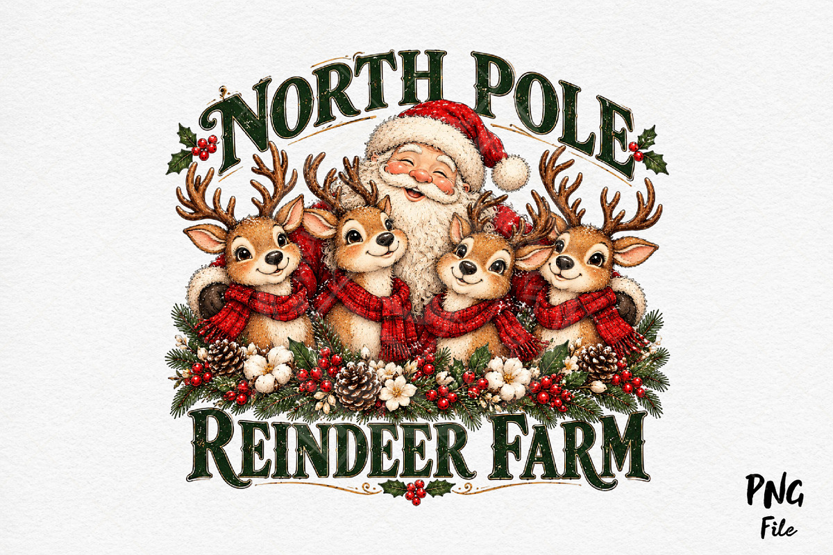 North Pole Santa & Reindeers, a Seasonal Illustration by Craft Nest (Photo 1 of 6)