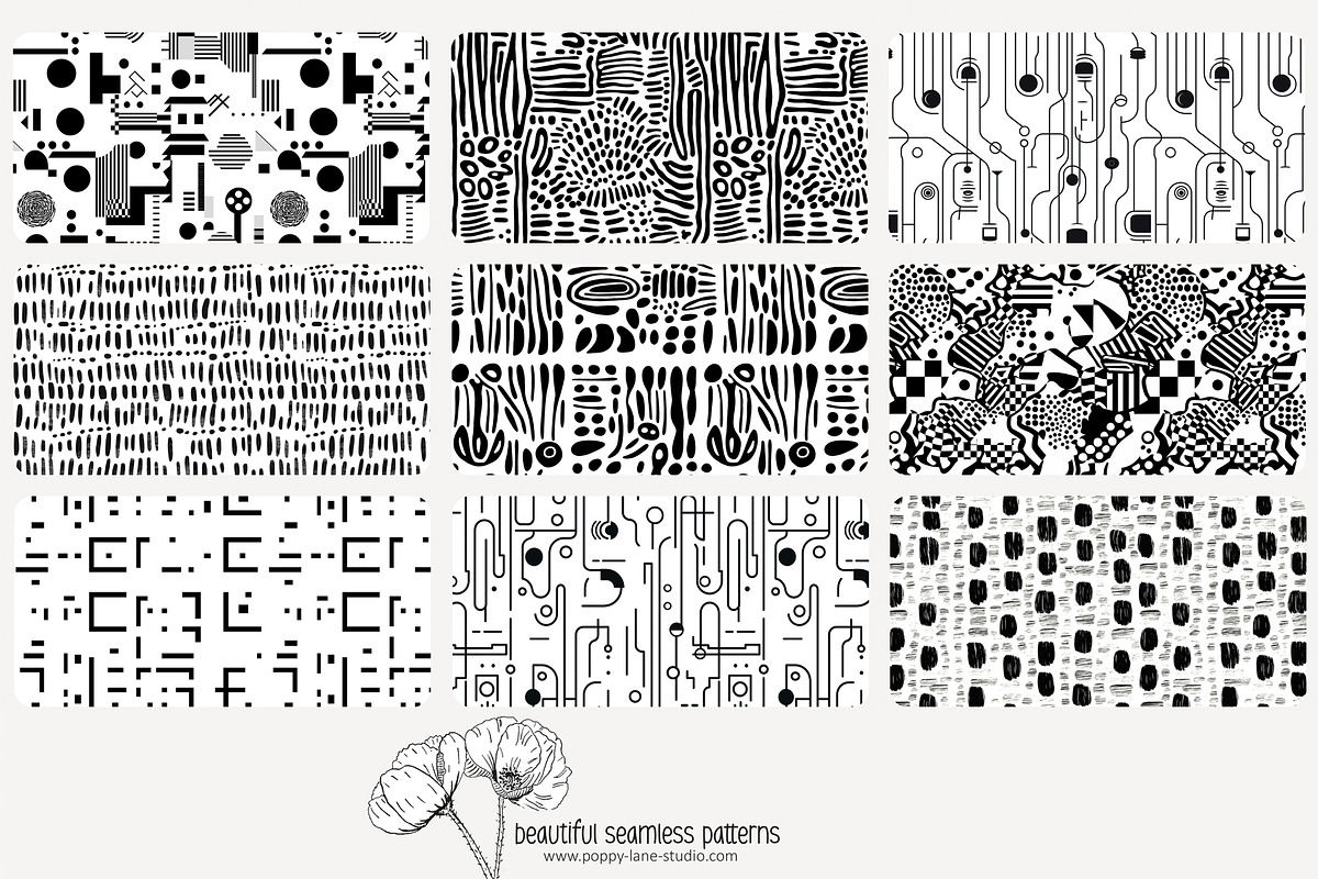 80 abstract b/w seamless pattern, a Pattern Graphic by Poppy Lane Studio (Photo 10 of 11)