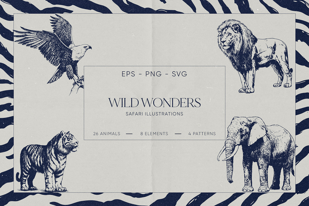 Wild Wonders: Safari Illustrations, an Animal Illustration by elliazidi.designs (Photo 1 of 9)