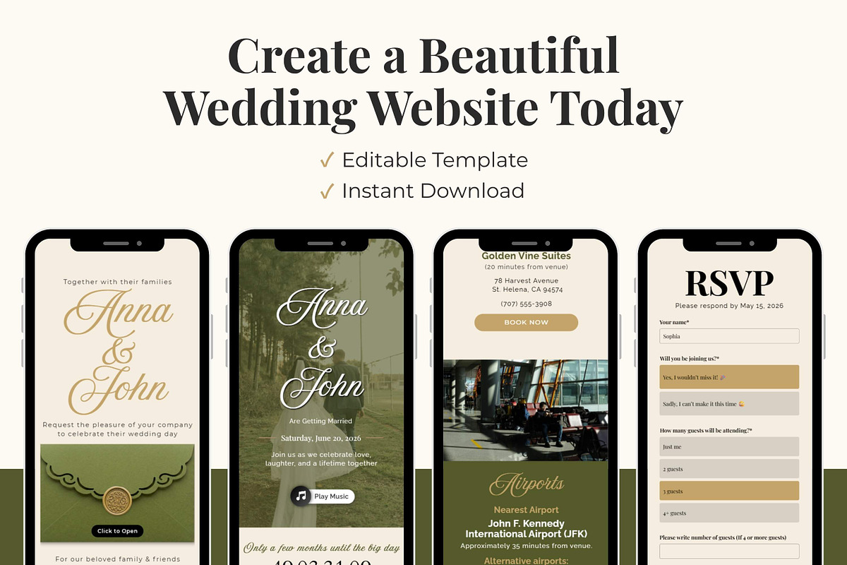Olive Green Wedding Website, a Landing Page Template by Everyday Perfection (Photo 10 of 10)