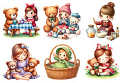 Cute Girl Cliparts, an Illustration by Daily.Designs (Thumbnail 3 of 6)