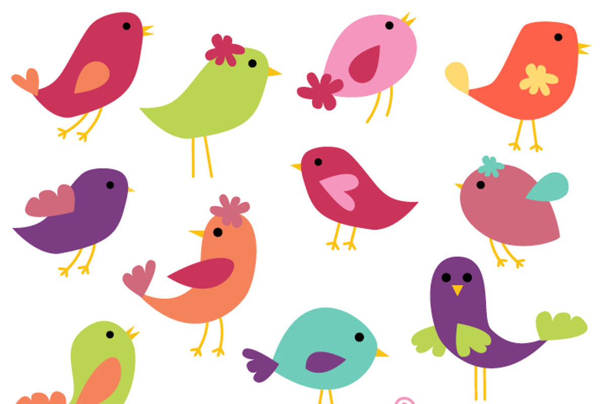 Funky Bird Vectors and Clipart, an Animal Illustration by PinkPueblo