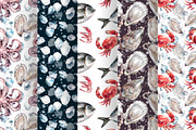 Seafood watercolor clipart, a Food Illustration by Eva Kleinman (Thumbnail 11 of 13)