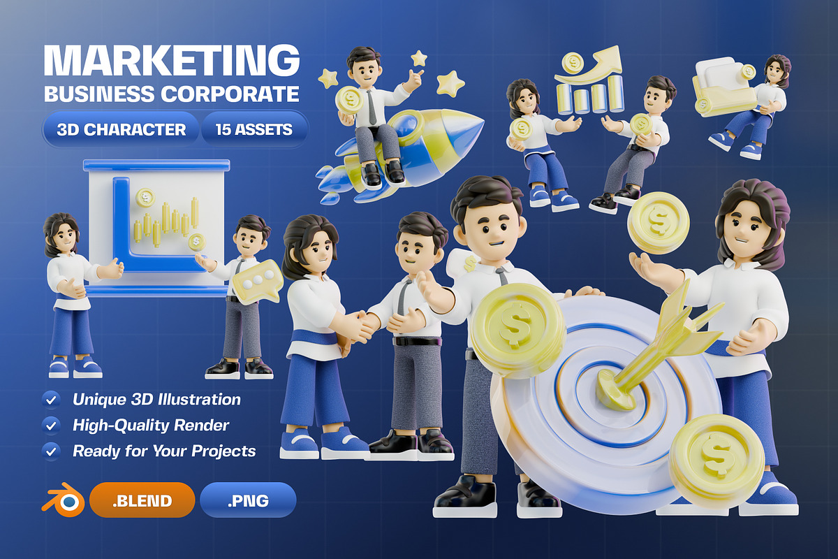 Marketing Business Character 3D Pack, a Characters & Person 3D Model by Haps Space (Photo 1 of 4)