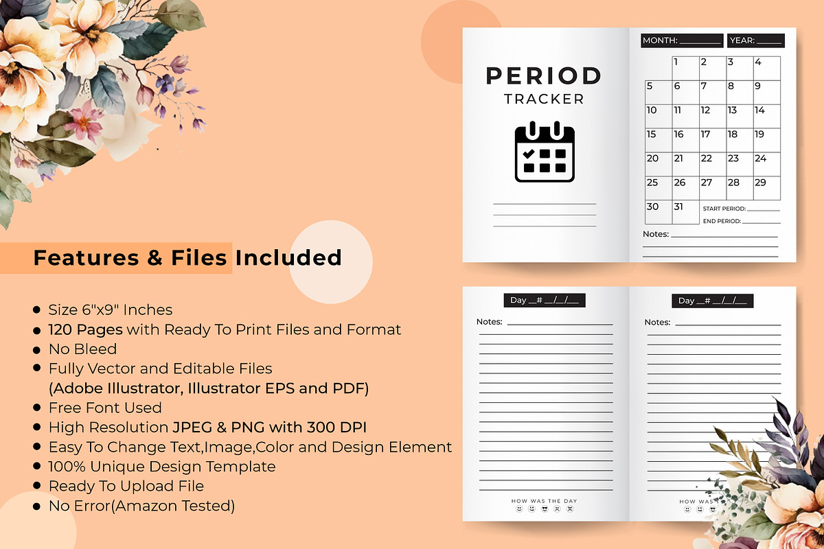 Period Tracker Kdp Interior, a Stationery Template by Hurairagraphics (Photo 3 of 4)