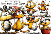 Funny Easter Chick Clipart, an Illustration by OK Design (Thumbnail 1 of 6)