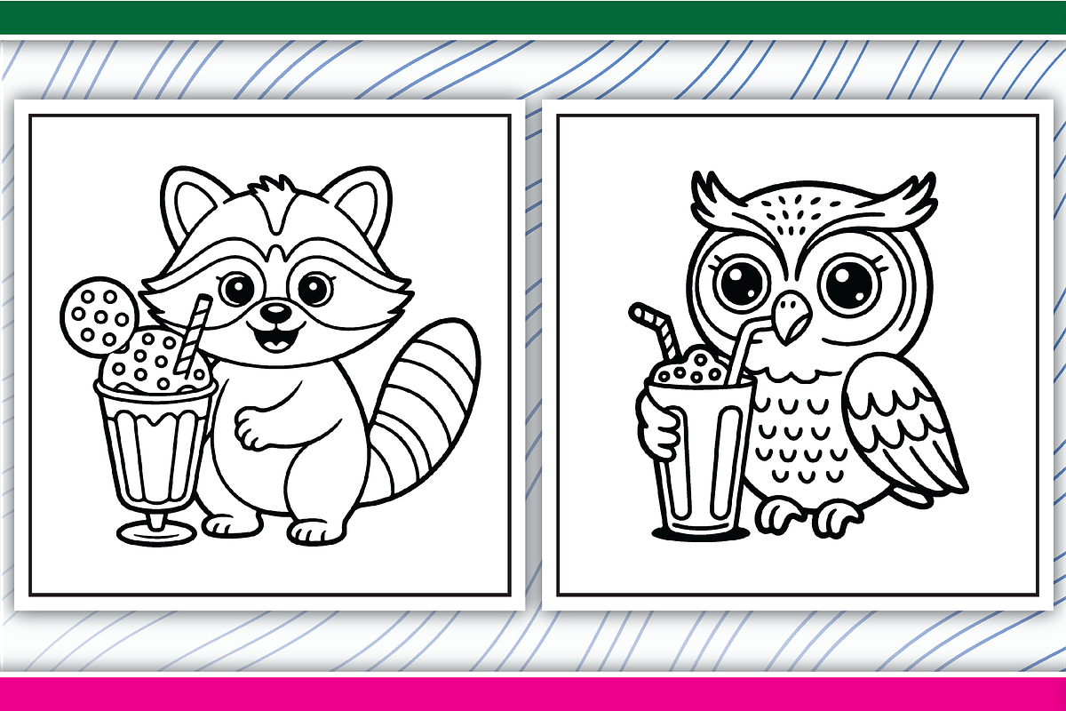 Delicious Milkshakes Coloring Pages, an Illustration by LightExpress (Photo 2 of 5)