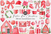 Festive Red Christmas Watercolor, an Illustration by Designworld (Thumbnail 2 of 5)