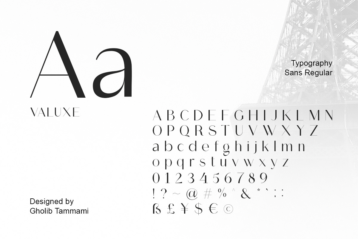Valuxe  - Minimal & Elegant, a Sans Serif Font by Tammami (Photo 4 of 12)