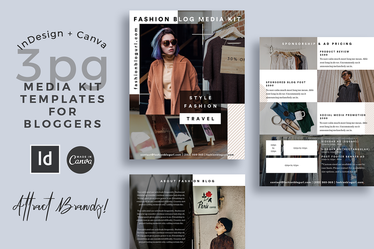 Media Kit Template InDesign + Canva, a Brochure Template by Studio Sugoi (Photo 1 of 3)