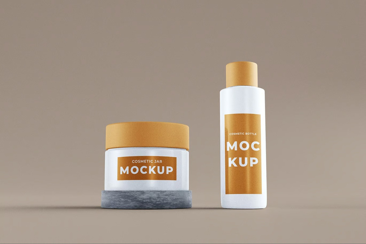 Cosmetic Jar & Cosmetic Bottle, a Packaging Mockup by Se٧enStudio (Photo 2 of 2)