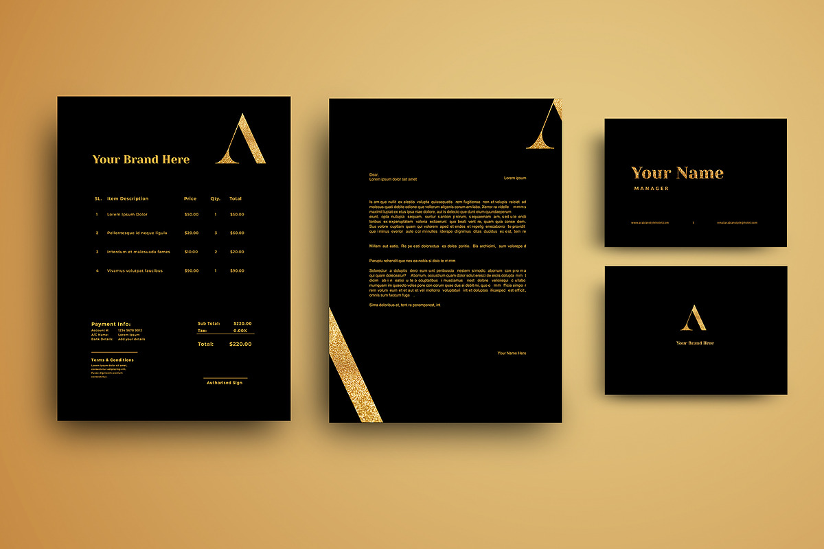 GOLD STATIONERY TEMPLATE, a Stationery Template by Meknya (Photo 1 of 4)