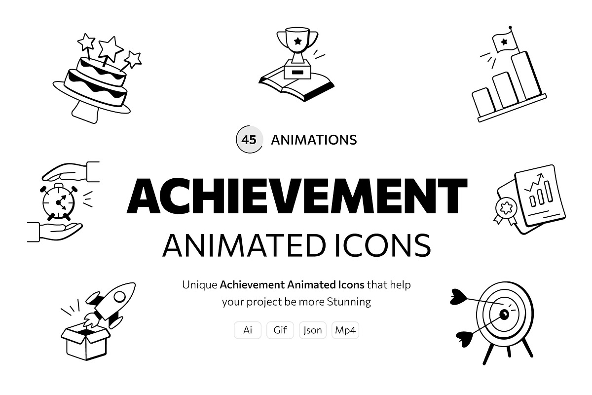 Achievement Animated Icon Set, an Outline Icon by Prosymbols (Photo 1 of 4)