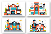 10 Fire Station Building Illustratio, a Transportation Illustration by denayunebgt (Thumbnail 3 of 4)