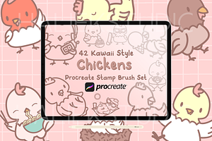 Cute Chicken Procreate Stamp Brushes