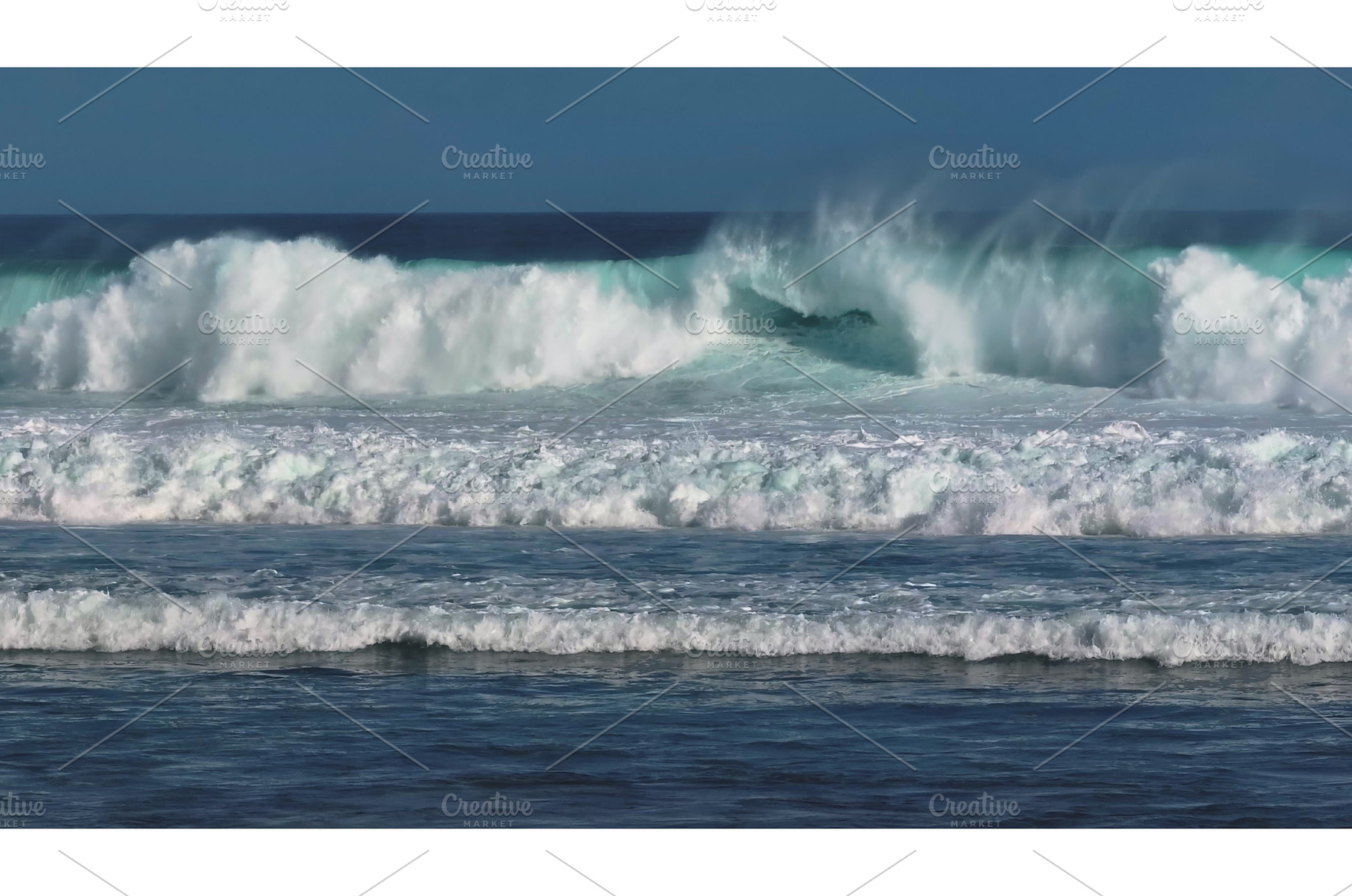 Powerful ocean waves crashing at sea, a Nature Photo by Goinyk