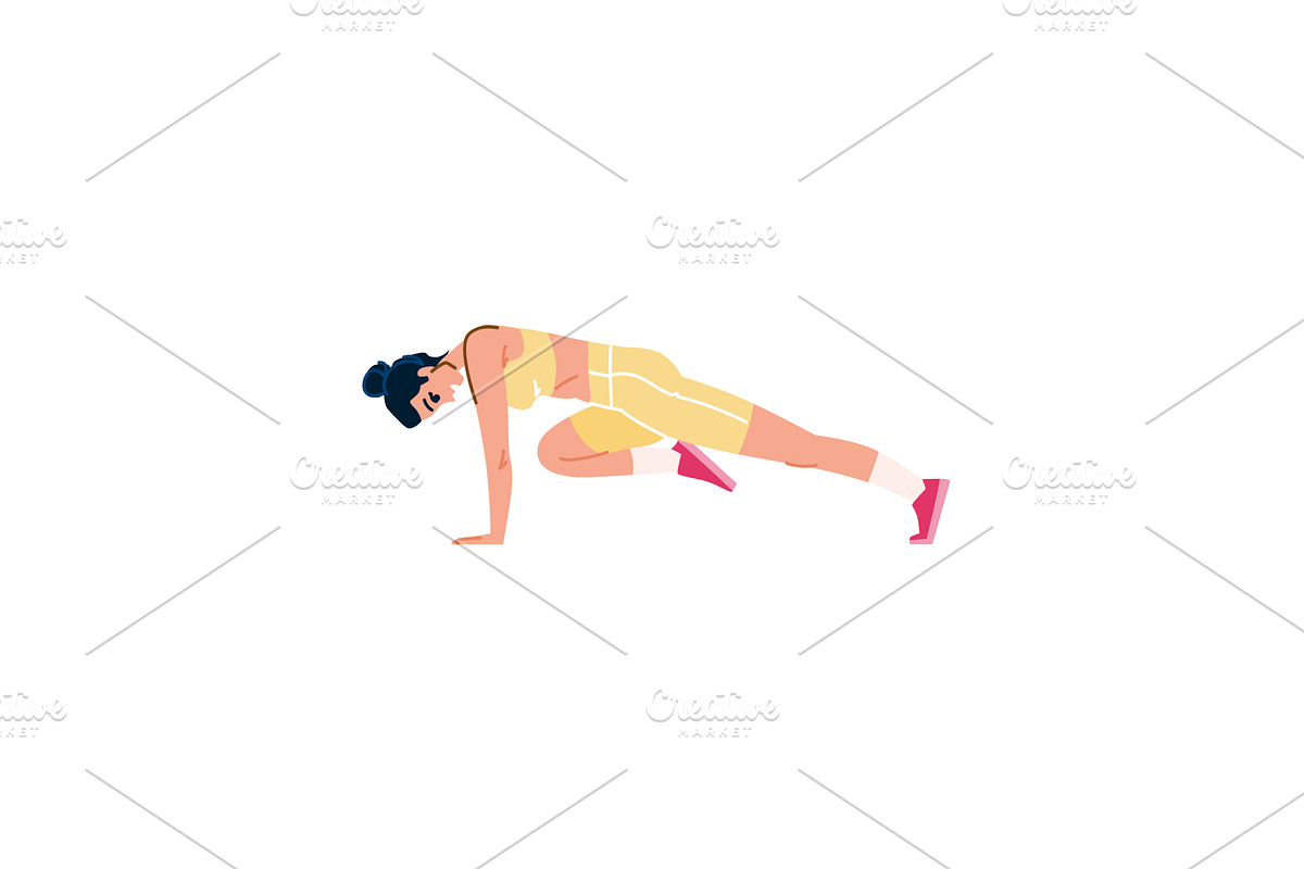 Sportswoman doing mountain climber, a Sport Illustration by pikepicture