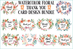 Watercolor Floral Thank You Cards, an Illustration by BIPLOB EXPERT