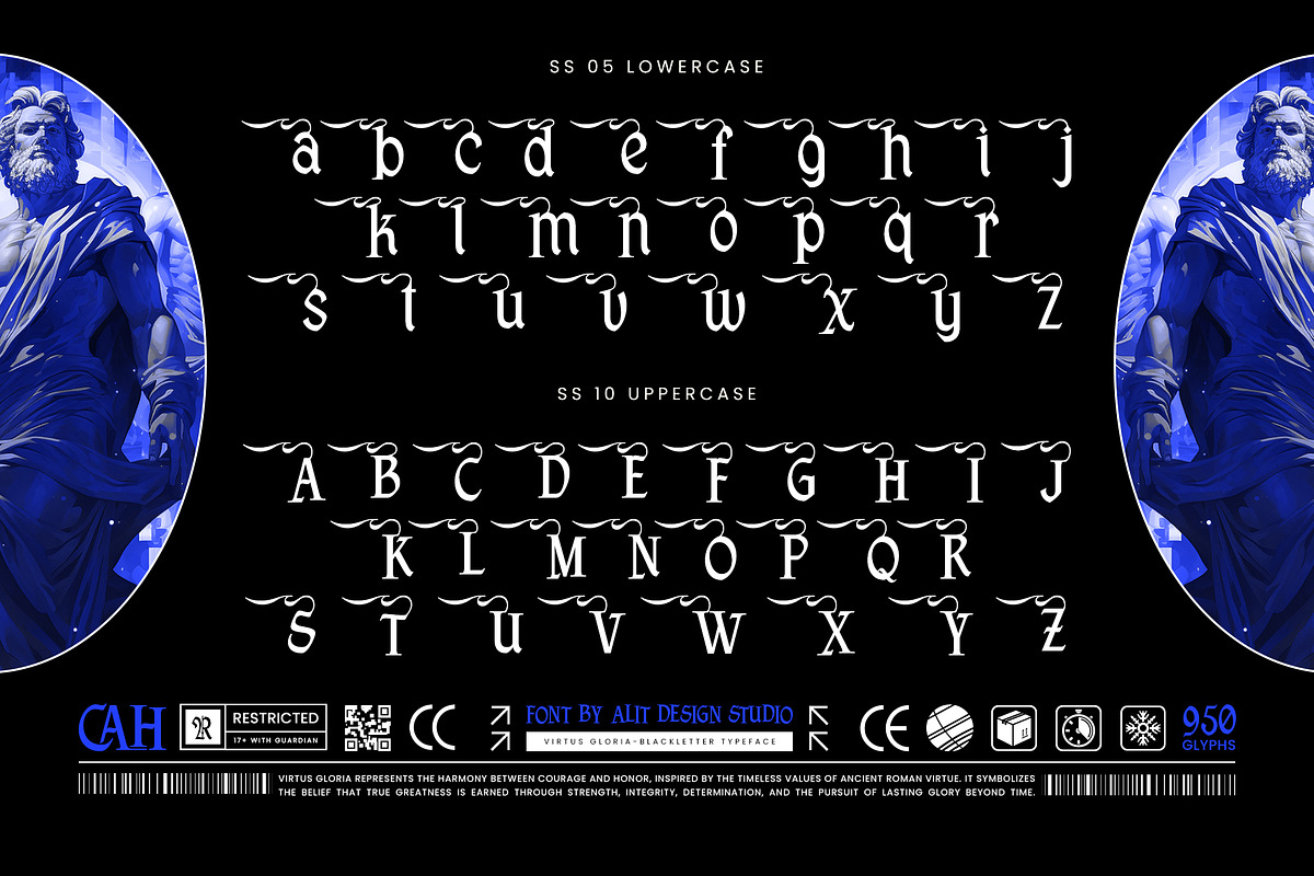 Virtus Gloria Typeface, a Blackletter Font by alit design (Photo 10 of 16)