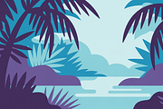 Exotic Jungle River Scene Illustrati, a Decorative Illustration by Xinyan Studio (Thumbnail 3 of 3)