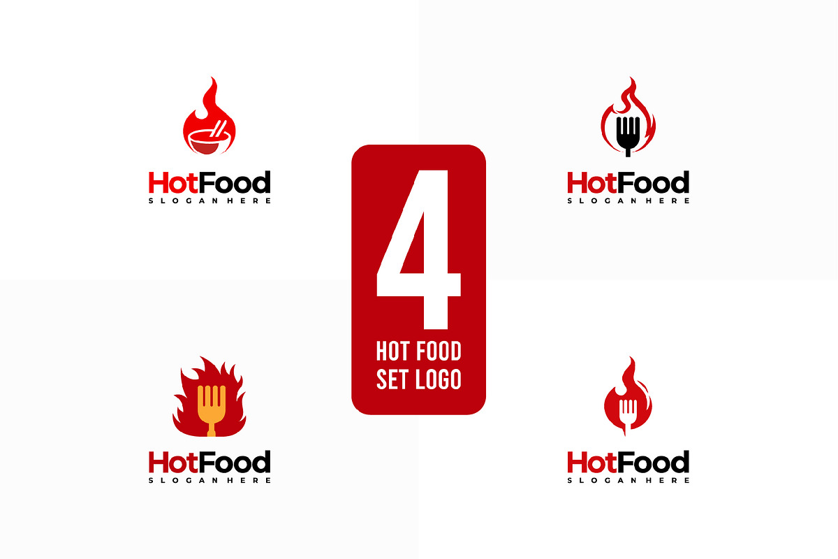 Set of Hot Food Logo designs concept, a Branding & Logo Template by Lucky Creative (Photo 1 of 5)