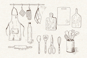 Kitchenware. Vector Sketches.